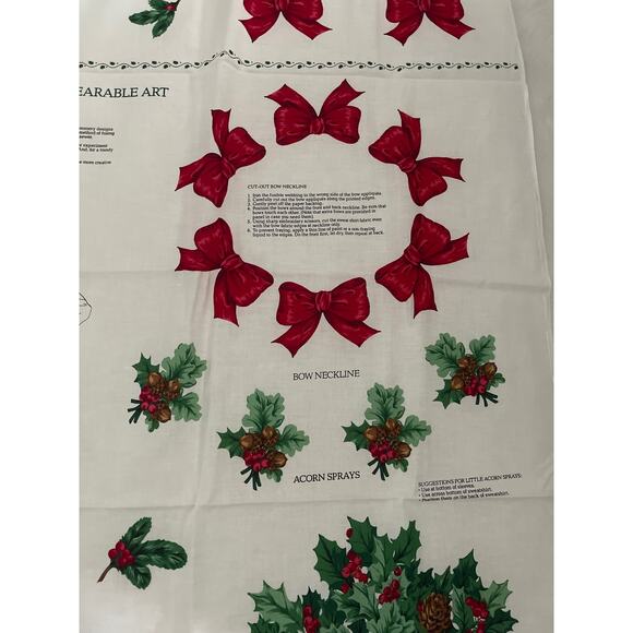 Vintage Christmas Greenery Wearable Art craft fabric panel - Picture 6 of 6